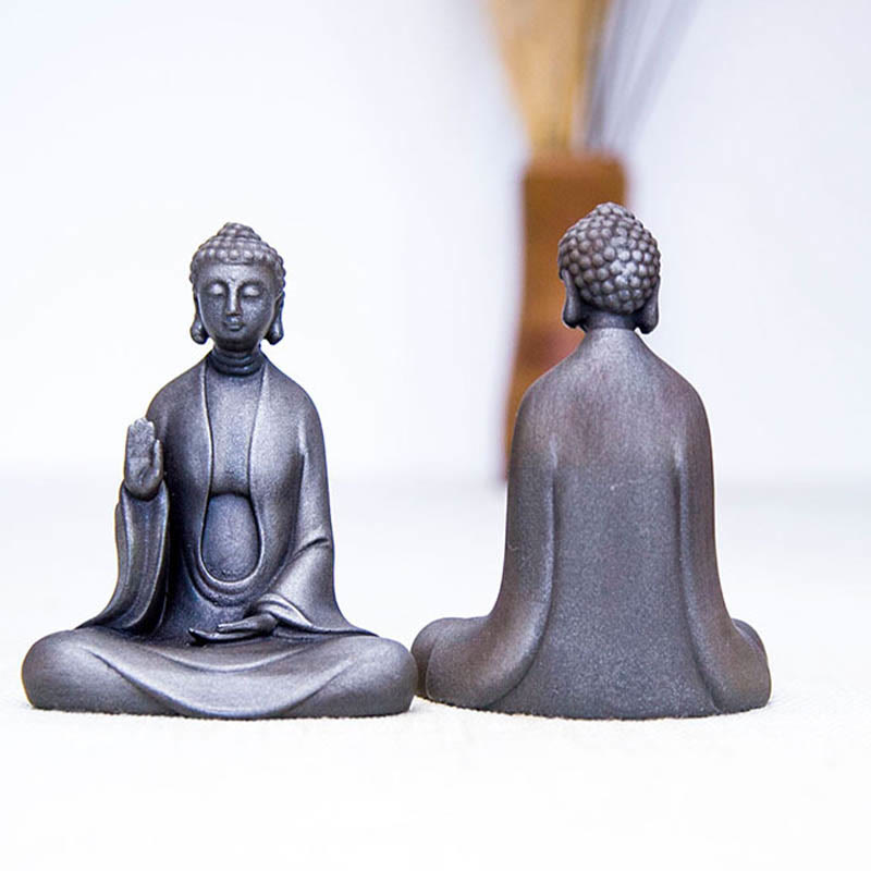 Buddha Stones Estatua de Buda Sakyamuni de resina fundida con óxido de polvo de hierro hecha a mano para decoración