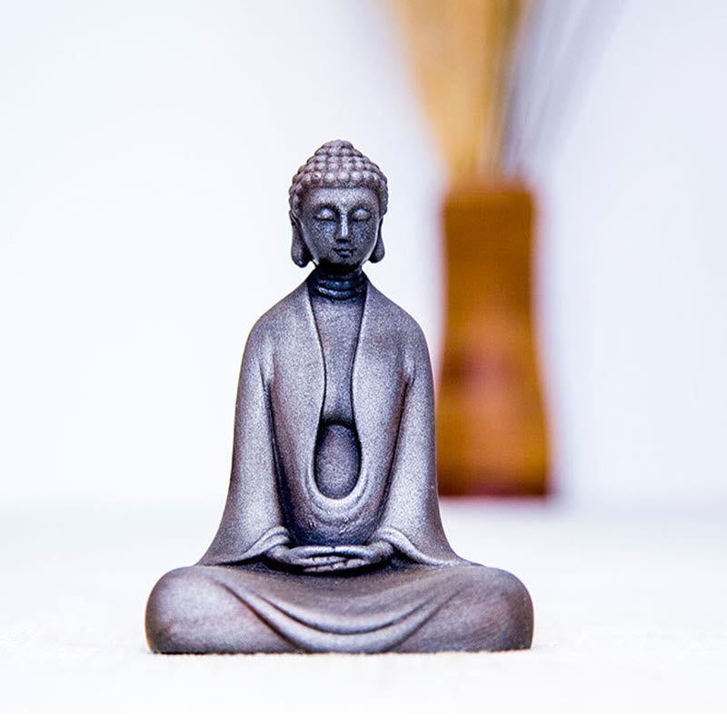 Buddha Stones Estatua de Buda Sakyamuni de resina fundida con óxido de polvo de hierro hecha a mano para decoración