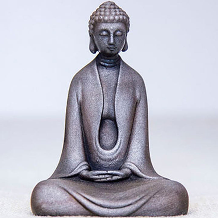 Buddha Stones Estatua de Buda Sakyamuni de resina fundida con óxido de polvo de hierro hecha a mano para decoración