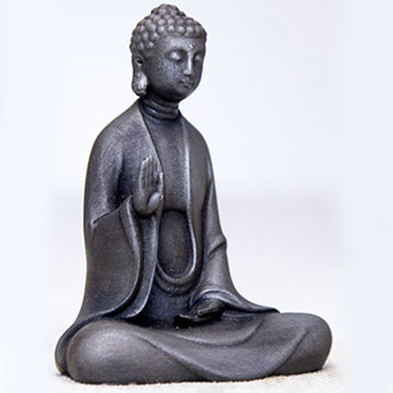 Buddha Stones Estatua de Buda Sakyamuni de resina fundida con óxido de polvo de hierro hecha a mano para decoración