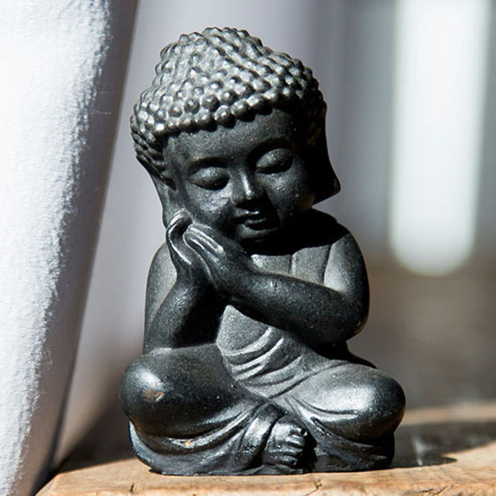 Buddha Stones Estatua decorativa hecha a mano de resina con polvo de hierro oxidado de Buda Sakyamuni pequeño
