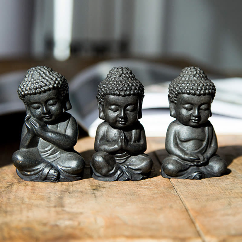 Buddha Stones Estatua decorativa hecha a mano de resina con polvo de hierro oxidado de Buda Sakyamuni pequeño