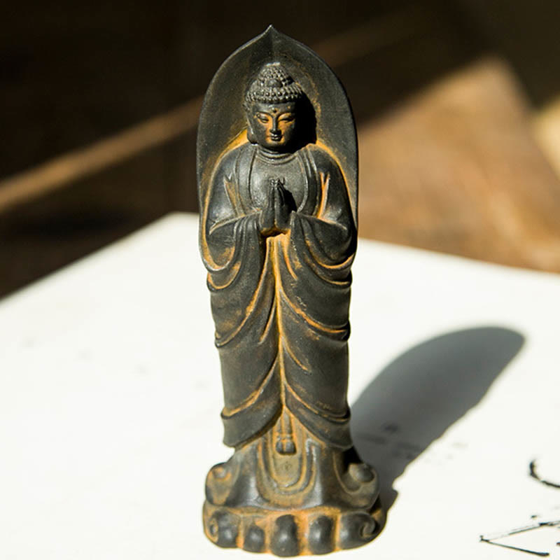 Buddha Stones Estatua de Decoración de Resina Fundida Oxidada con Polvo de Hierro de Buda Sakyamuni Hecha a Mano