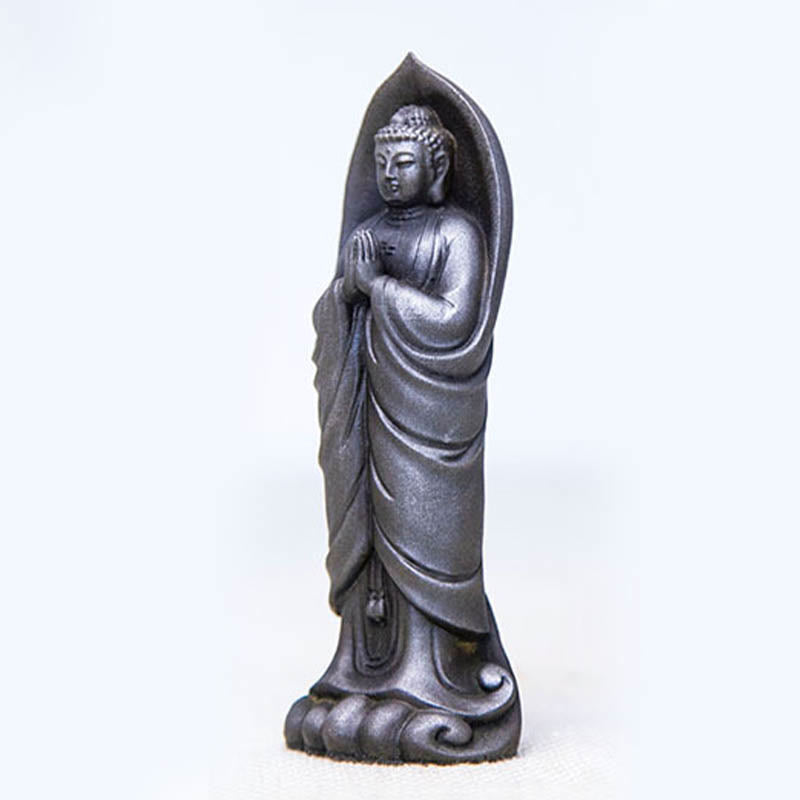Buddha Stones Estatua de Decoración de Resina Fundida Oxidada con Polvo de Hierro de Buda Sakyamuni Hecha a Mano