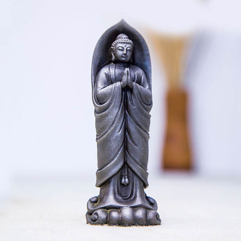 Buddha Stones Estatua de Decoración de Resina Fundida Oxidada con Polvo de Hierro de Buda Sakyamuni Hecha a Mano