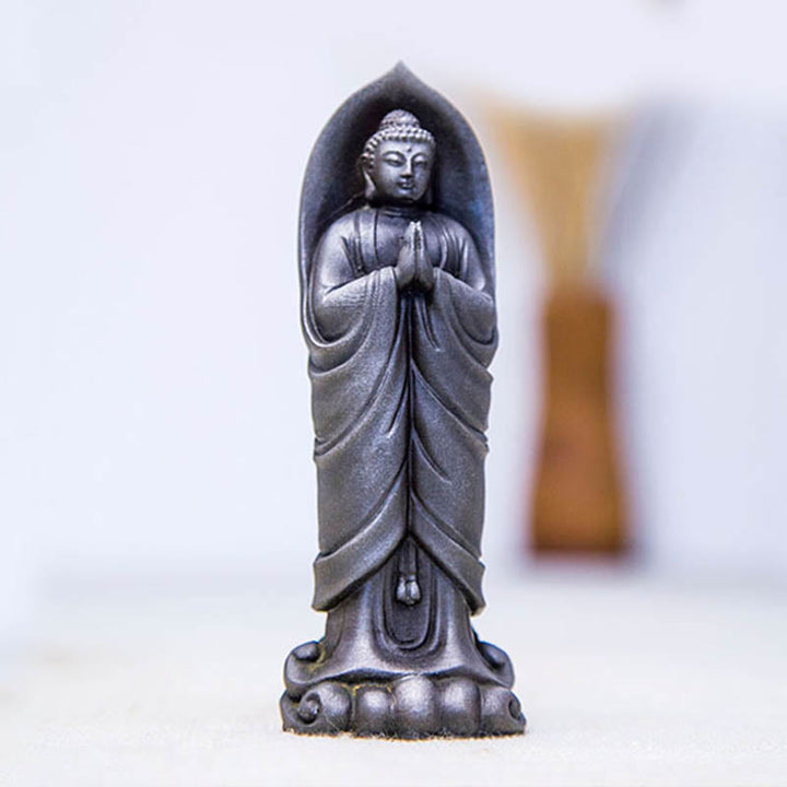 Buddha Stones Estatua de Decoración de Resina Fundida Oxidada con Polvo de Hierro de Buda Sakyamuni Hecha a Mano