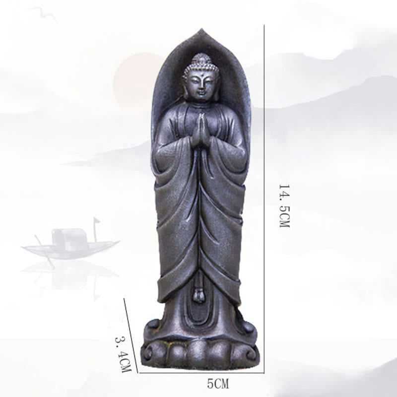 Buddha Stones Estatua de Decoración de Resina Fundida Oxidada con Polvo de Hierro de Buda Sakyamuni Hecha a Mano