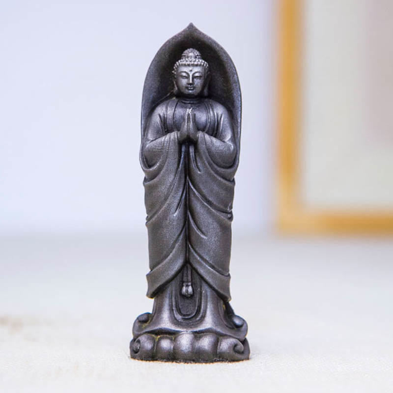 Buddha Stones Estatua de Decoración de Resina Fundida Oxidada con Polvo de Hierro de Buda Sakyamuni Hecha a Mano