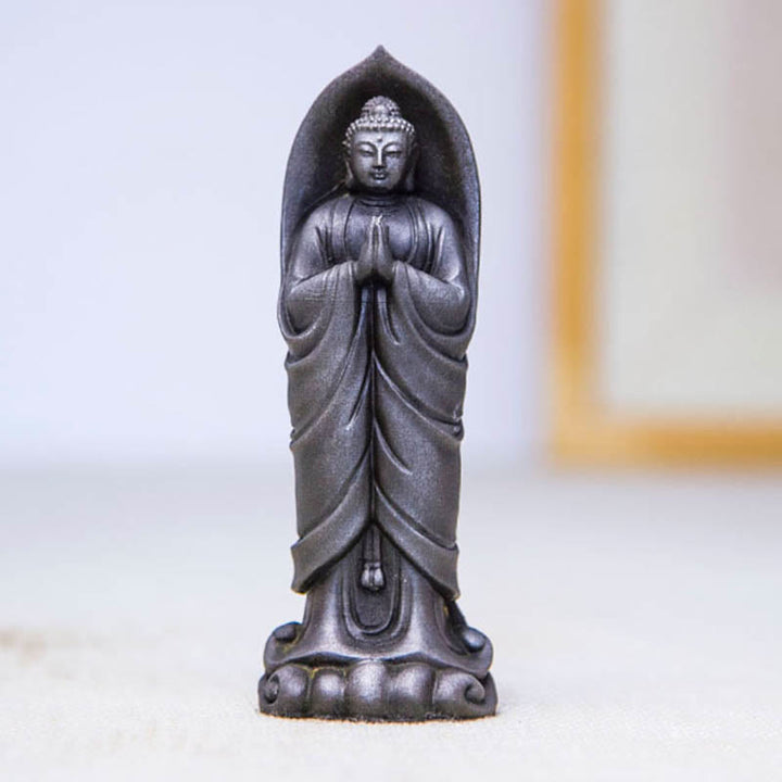 Buddha Stones Estatua de Decoración de Resina Fundida Oxidada con Polvo de Hierro de Buda Sakyamuni Hecha a Mano