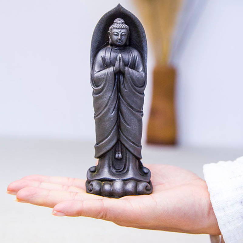 Buddha Stones Estatua de Decoración de Resina Fundida Oxidada con Polvo de Hierro de Buda Sakyamuni Hecha a Mano