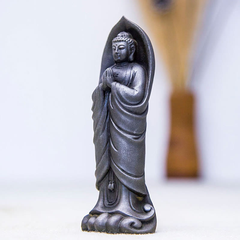 Buddha Stones Estatua de Decoración de Resina Fundida Oxidada con Polvo de Hierro de Buda Sakyamuni Hecha a Mano