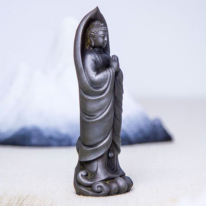 Buddha Stones Estatua de Decoración de Resina Fundida Oxidada con Polvo de Hierro de Buda Sakyamuni Hecha a Mano