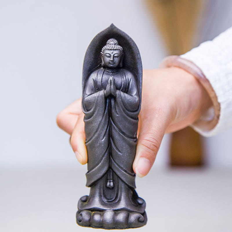 Buddha Stones Estatua de Decoración de Resina Fundida Oxidada con Polvo de Hierro de Buda Sakyamuni Hecha a Mano