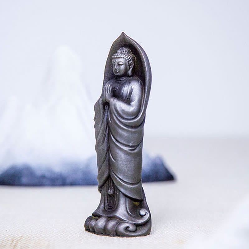 Buddha Stones Estatua de Decoración de Resina Fundida Oxidada con Polvo de Hierro de Buda Sakyamuni Hecha a Mano