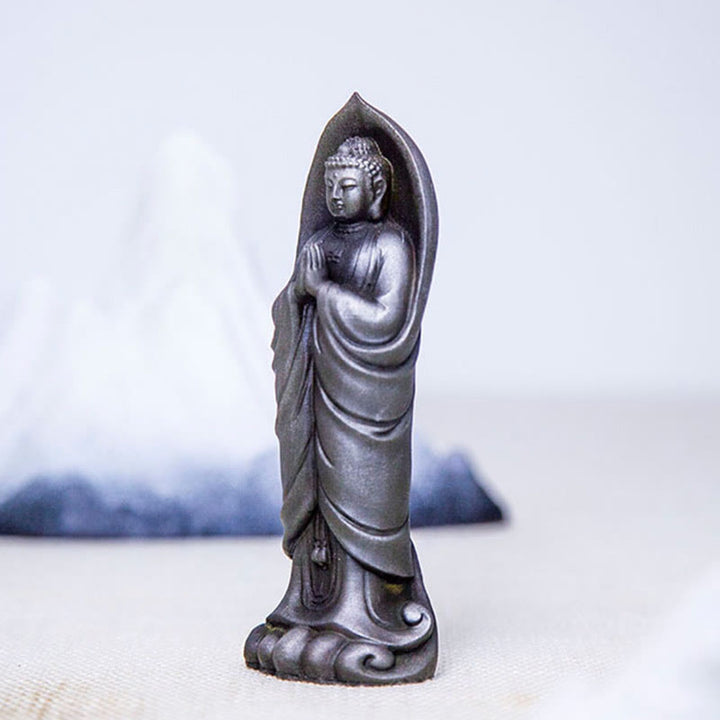 Buddha Stones Estatua de Decoración de Resina Fundida Oxidada con Polvo de Hierro de Buda Sakyamuni Hecha a Mano