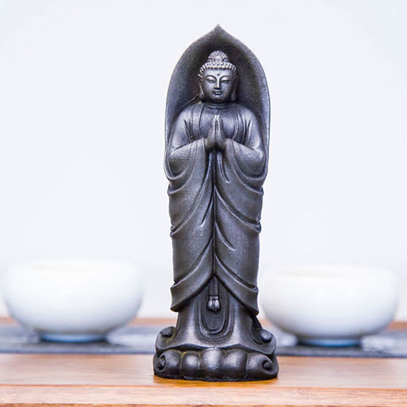 Buddha Stones Estatua de Decoración de Resina Fundida Oxidada con Polvo de Hierro de Buda Sakyamuni Hecha a Mano