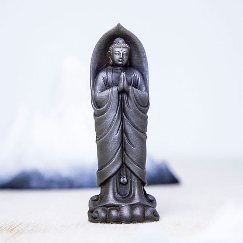 Buddha Stones Estatua de Decoración de Resina Fundida Oxidada con Polvo de Hierro de Buda Sakyamuni Hecha a Mano