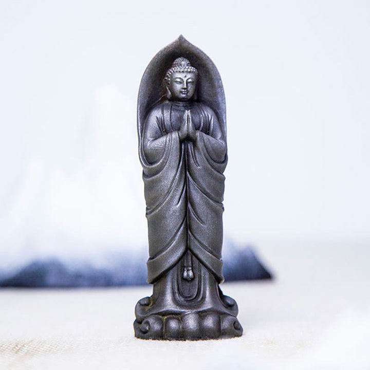 Buddha Stones Estatua de Decoración de Resina Fundida Oxidada con Polvo de Hierro de Buda Sakyamuni Hecha a Mano
