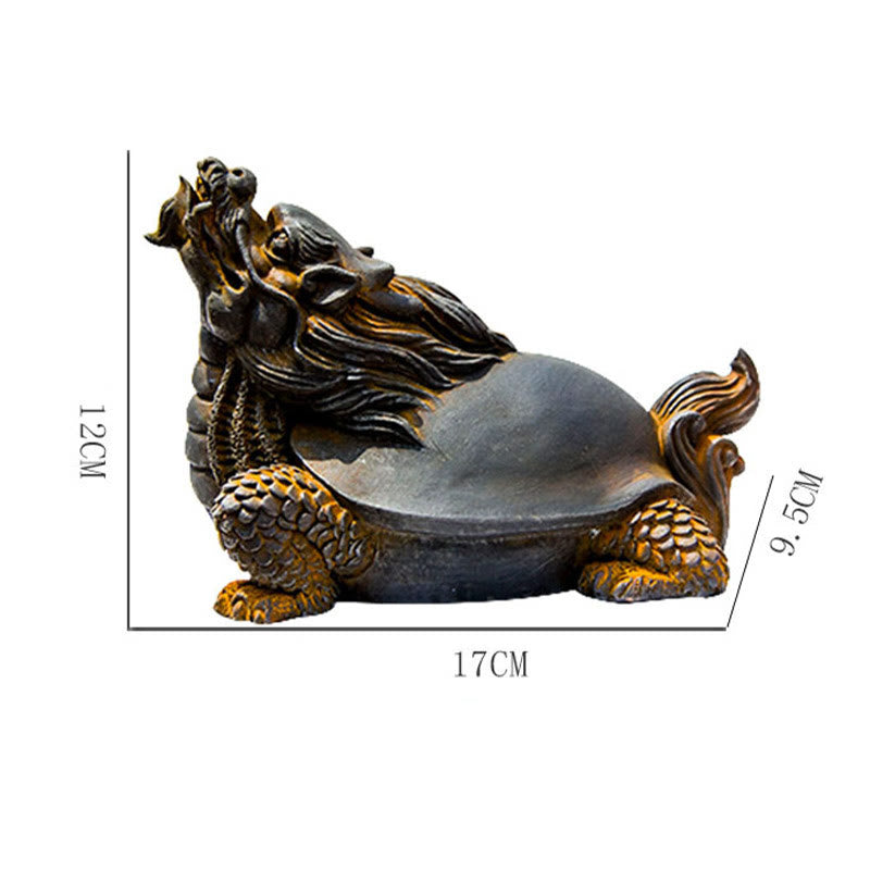 Buddha Stones Estatua de Resina Fundida a Mano de Tortuga Dragón en Polvo de Hierro con Óxido Decoración del Hogar