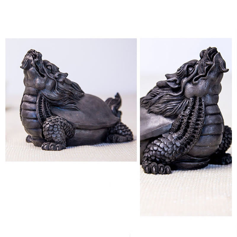 Buddha Stones Estatua de Resina Fundida a Mano de Tortuga Dragón en Polvo de Hierro con Óxido Decoración del Hogar