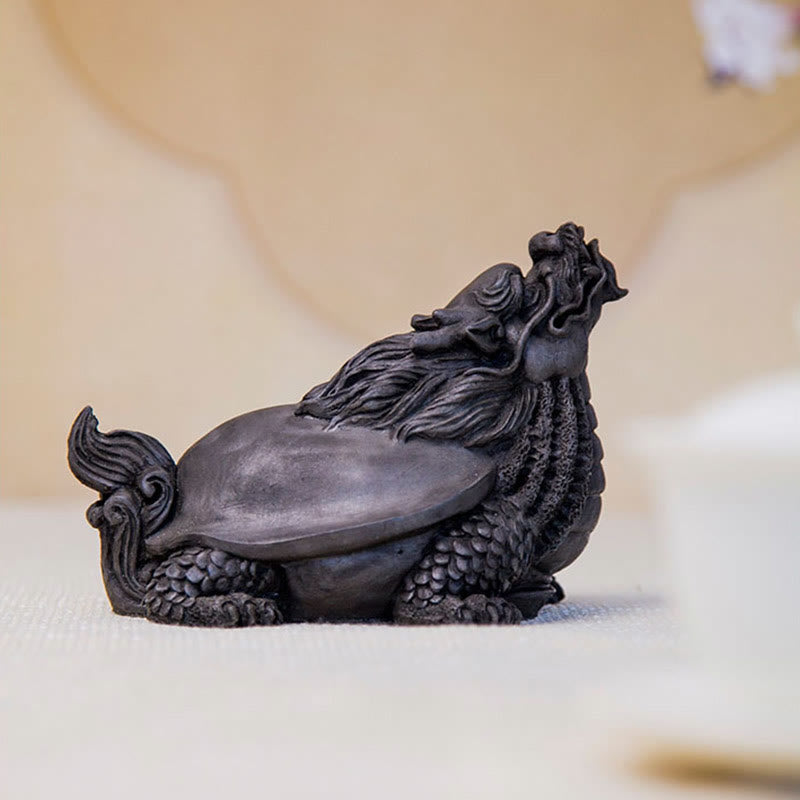 Buddha Stones Estatua de Resina Fundida a Mano de Tortuga Dragón en Polvo de Hierro con Óxido Decoración del Hogar