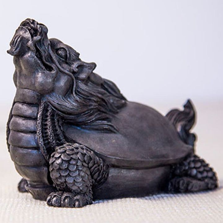 Buddha Stones Estatua de Resina Fundida a Mano de Tortuga Dragón en Polvo de Hierro con Óxido Decoración del Hogar