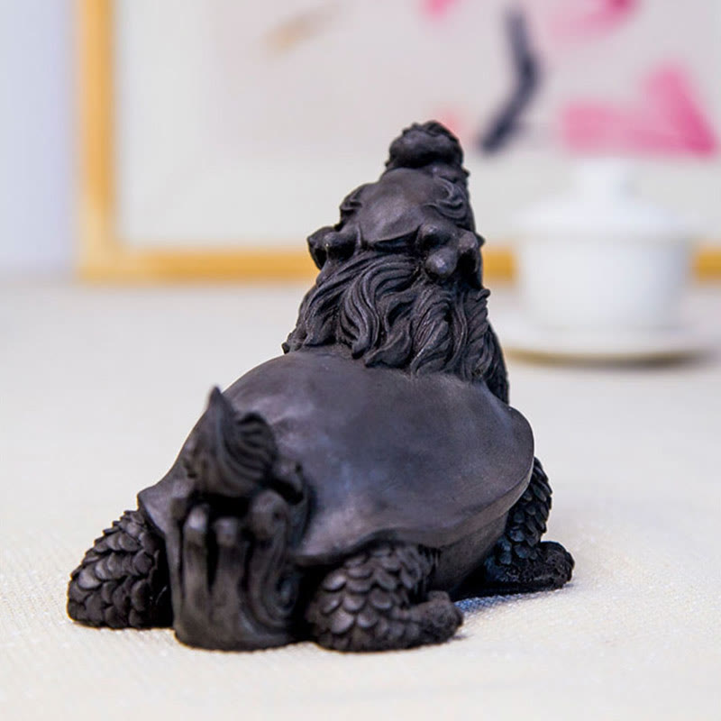 Buddha Stones Estatua de Resina Fundida a Mano de Tortuga Dragón en Polvo de Hierro con Óxido Decoración del Hogar