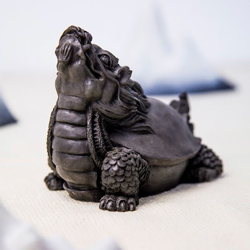 Buddha Stones Estatua de Resina Fundida a Mano de Tortuga Dragón en Polvo de Hierro con Óxido Decoración del Hogar