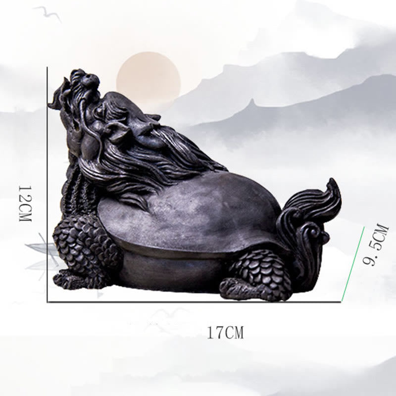 Buddha Stones Estatua de Resina Fundida a Mano de Tortuga Dragón en Polvo de Hierro con Óxido Decoración del Hogar