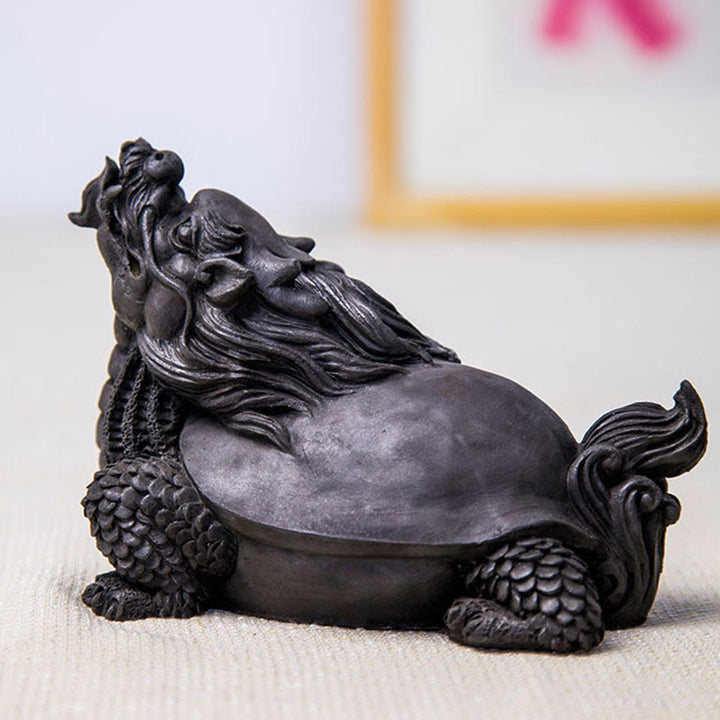 Buddha Stones Estatua de Resina Fundida a Mano de Tortuga Dragón en Polvo de Hierro con Óxido Decoración del Hogar