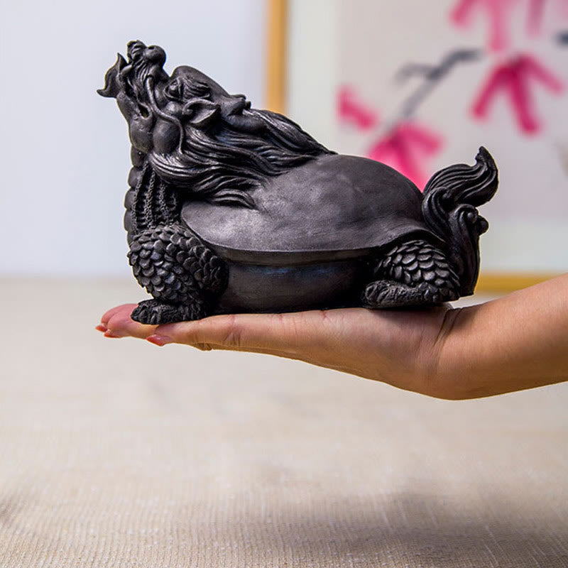 Buddha Stones Estatua de Resina Fundida a Mano de Tortuga Dragón en Polvo de Hierro con Óxido Decoración del Hogar