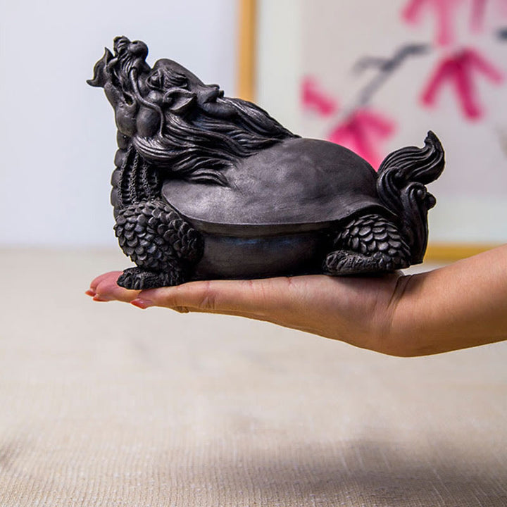 Buddha Stones Estatua de Resina Fundida a Mano de Tortuga Dragón en Polvo de Hierro con Óxido Decoración del Hogar