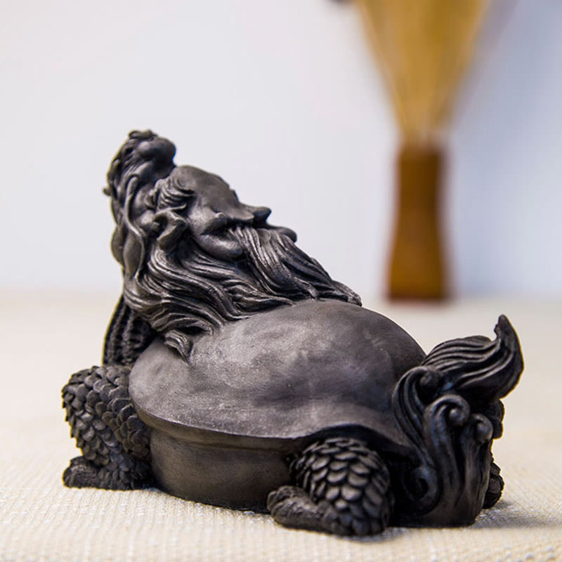 Buddha Stones Estatua de Resina Fundida a Mano de Tortuga Dragón en Polvo de Hierro con Óxido Decoración del Hogar