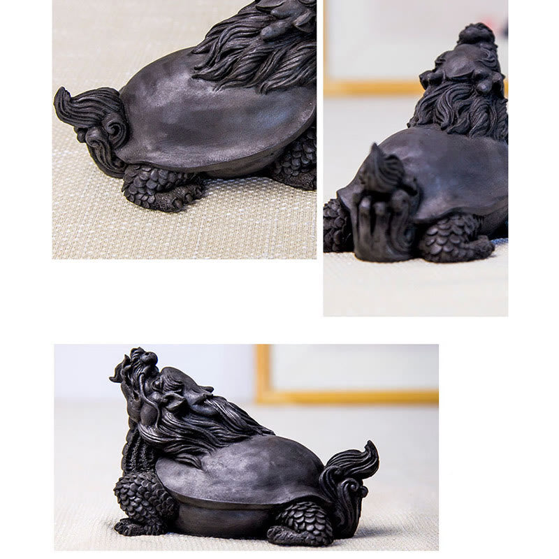 Buddha Stones Estatua de Resina Fundida a Mano de Tortuga Dragón en Polvo de Hierro con Óxido Decoración del Hogar