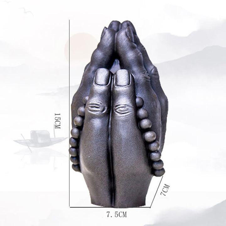 Buddha Stones Estatua Decorativa de Resina de Mano de Buda Hecha a Mano Namaste con Óxido de Polvo de Hierro