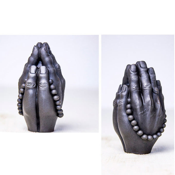 Buddha Stones Estatua Decorativa de Resina de Mano de Buda Hecha a Mano Namaste con Óxido de Polvo de Hierro