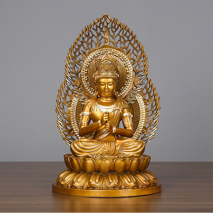 Buddha Stones Tathagata Buddha Figurine Serenidad Estatua de Cobre Decoración para Ofrenda en el Hogar