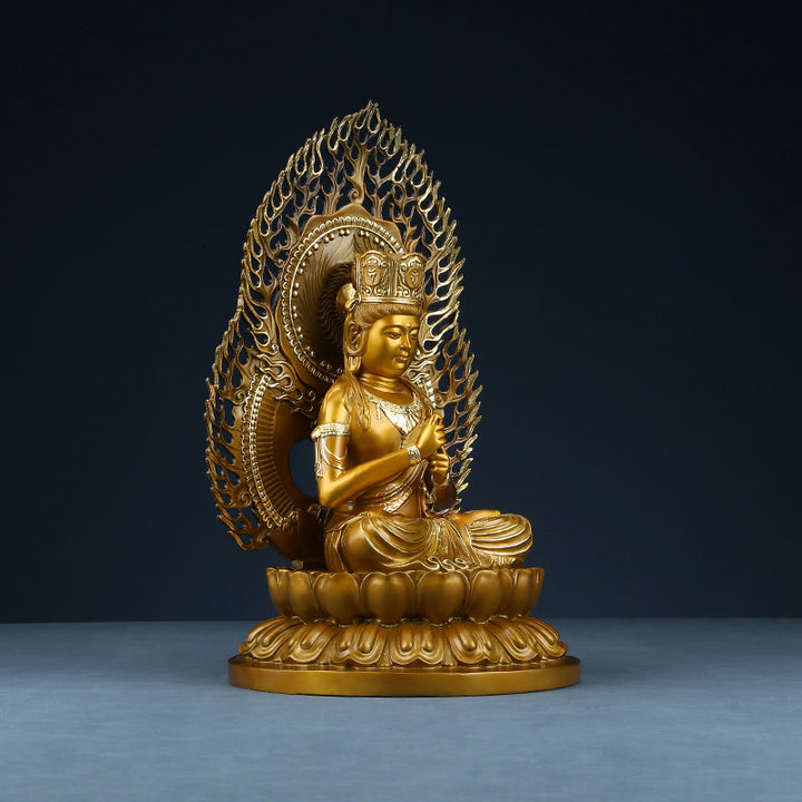 Buddha Stones Tathagata Buddha Figurine Serenidad Estatua de Cobre Decoración para Ofrenda en el Hogar