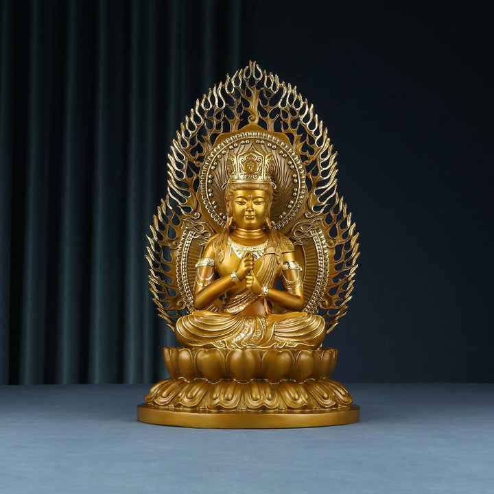 Buddha Stones Tathagata Buddha Figurine Serenidad Estatua de Cobre Decoración para Ofrenda en el Hogar