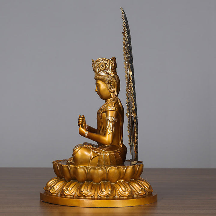 Buddha Stones Tathagata Buddha Figurine Serenidad Estatua de Cobre Decoración para Ofrenda en el Hogar