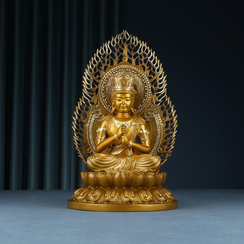 Buddha Stones Tathagata Buddha Figurine Serenidad Estatua de Cobre Decoración para Ofrenda en el Hogar - Buda 25*24*42cm - image 0
