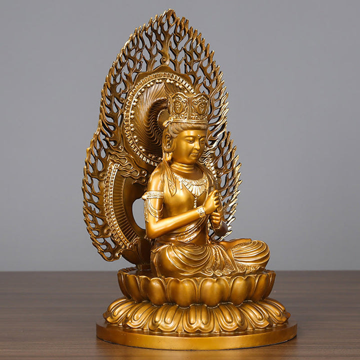 Buddha Stones Tathagata Buddha Figurine Serenidad Estatua de Cobre Decoración para Ofrenda en el Hogar