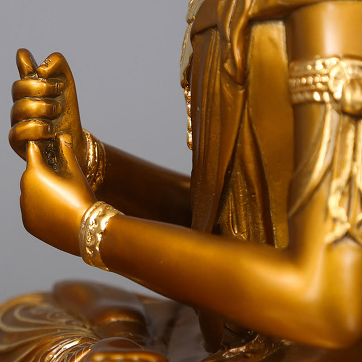 Buddha Stones Tathagata Buddha Figurine Serenidad Estatua de Cobre Decoración para Ofrenda en el Hogar