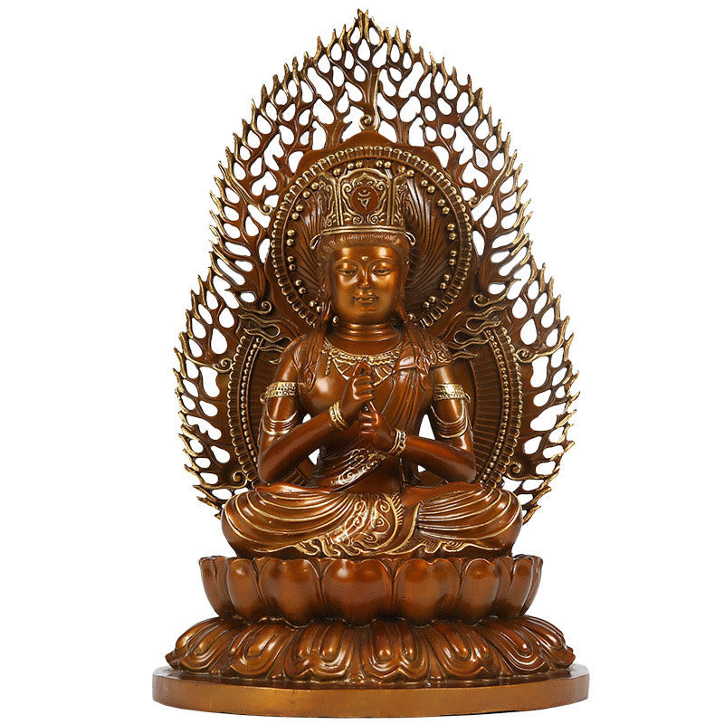 Buddha Stones Tathagata Buddha Figurine Serenidad Estatua de Cobre Decoración para Ofrenda en el Hogar