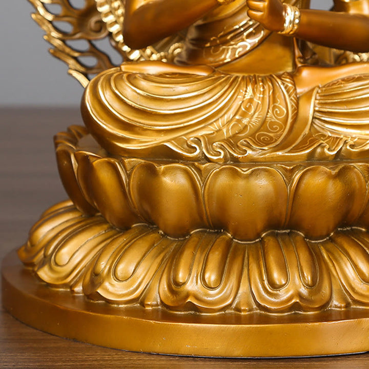 Buddha Stones Tathagata Buddha Figurine Serenidad Estatua de Cobre Decoración para Ofrenda en el Hogar