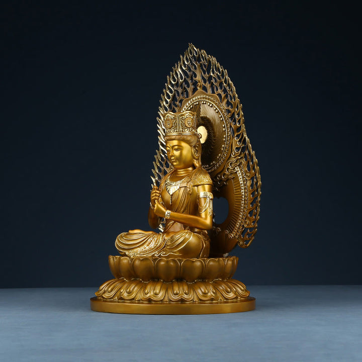Buddha Stones Tathagata Buddha Figurine Serenidad Estatua de Cobre Decoración para Ofrenda en el Hogar