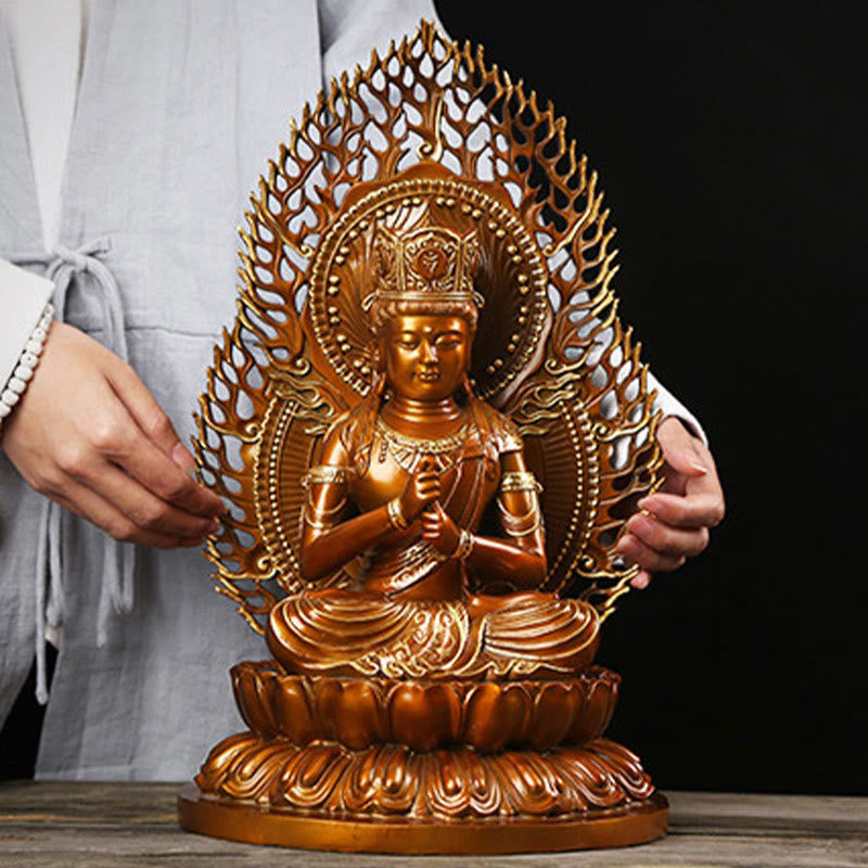 Buddha Stones Tathagata Buddha Figurine Serenidad Estatua de Cobre Decoración para Ofrenda en el Hogar
