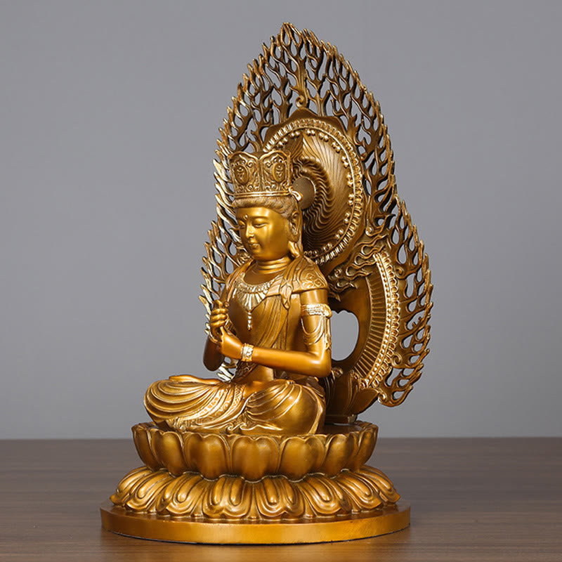 Buddha Stones Tathagata Buddha Figurine Serenidad Estatua de Cobre Decoración para Ofrenda en el Hogar
