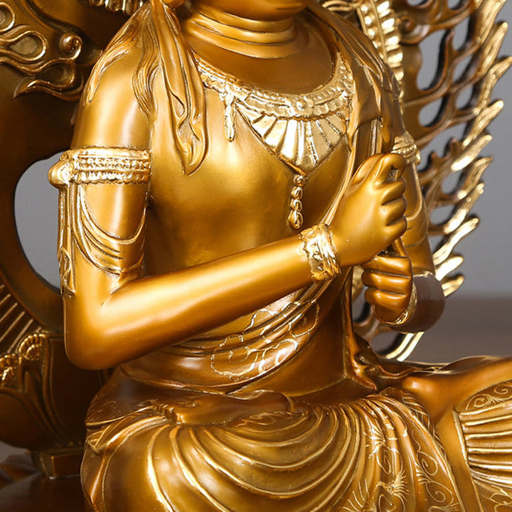 Buddha Stones Tathagata Buddha Figurine Serenidad Estatua de Cobre Decoración para Ofrenda en el Hogar