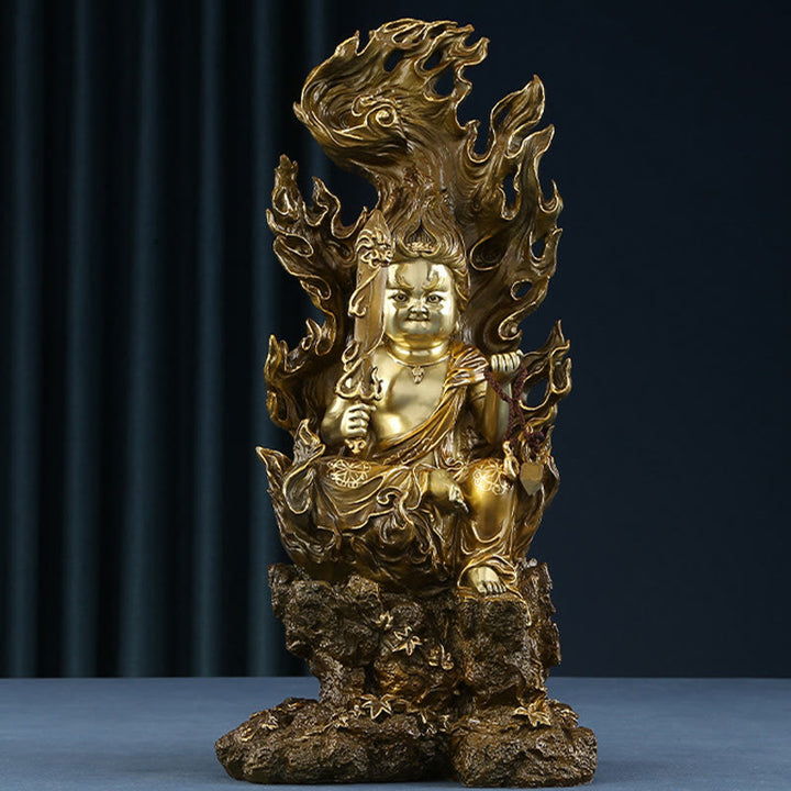Buddha Stones Figura de Buda Acalanatha Estatua de Serenidad Cobre Decoración de Ofrenda para el Hogar - Buda Acalanatha 15*12,5*33cm - image 0